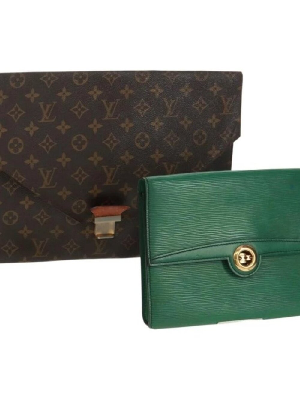 LOUIS VUITTON Monogram Epi Clutch Bag 2 Set Green LV
